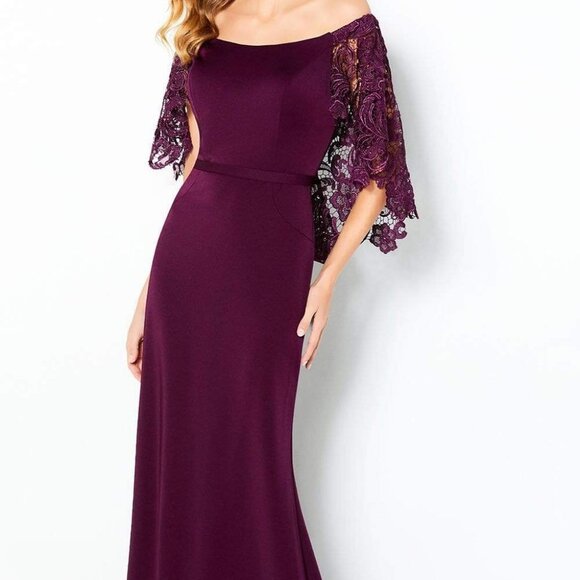 NWT Cameron Blake by Mon Cheri 220632 Mother of the Bride Dress Eggplant Size 8 - Picture 1 of 4